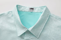 Dori Brocade Straight Collar Shirt Jade Blue