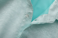 Dori Brocade Straight Collar Shirt Jade Blue