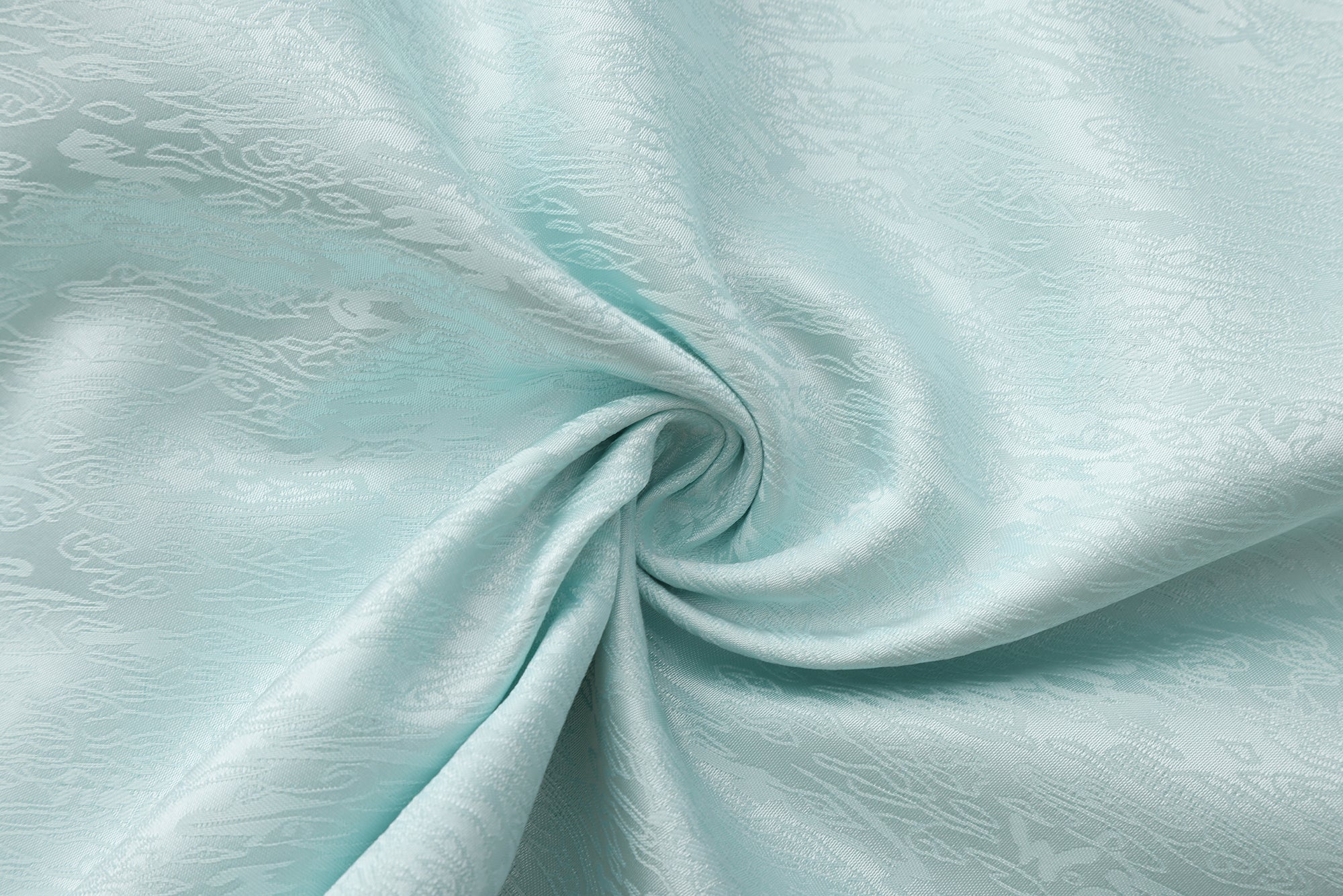 Dori Brocade Straight Collar Shirt Jade Blue