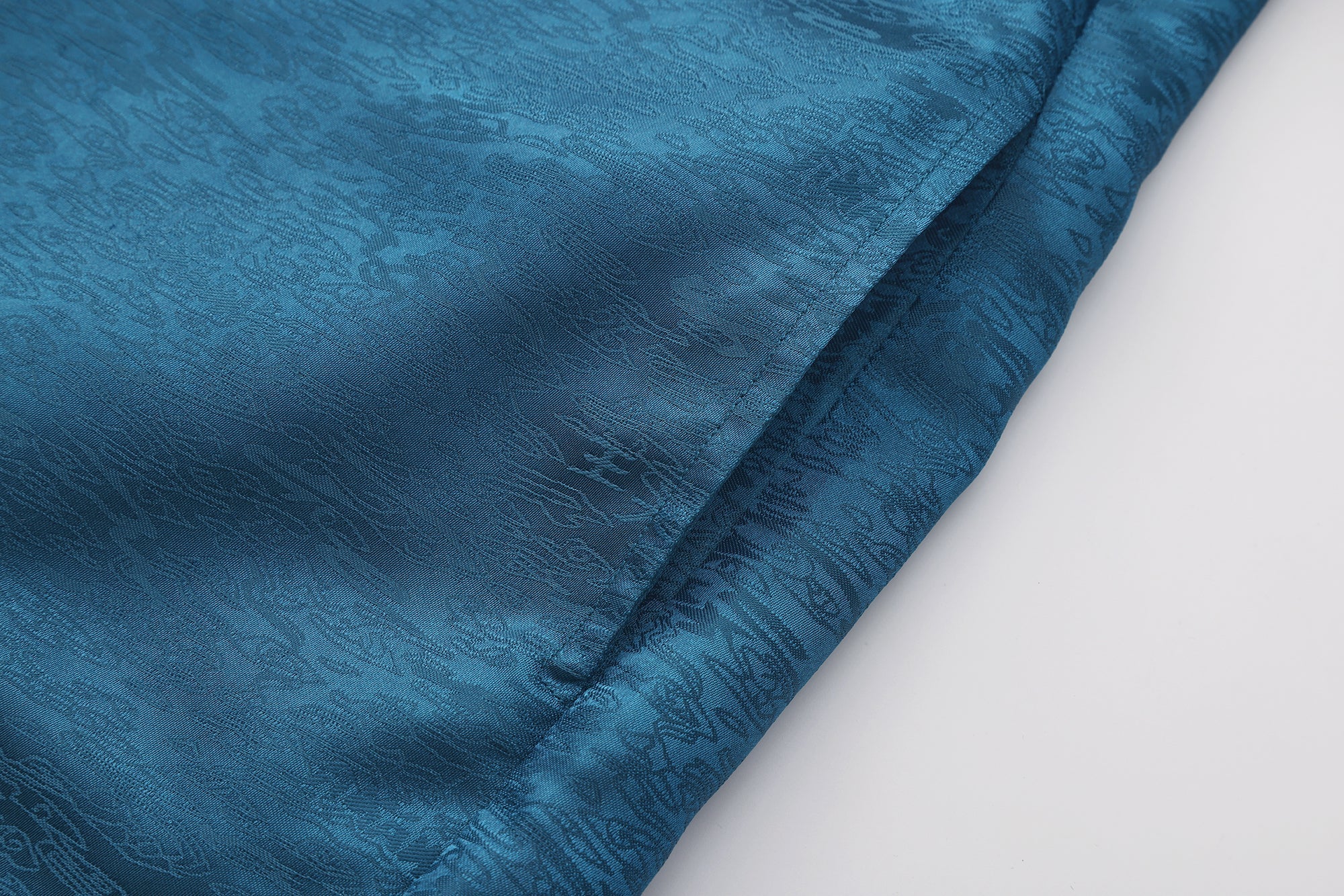 Dori Brocade Straight Collar Shirt Forest Blue