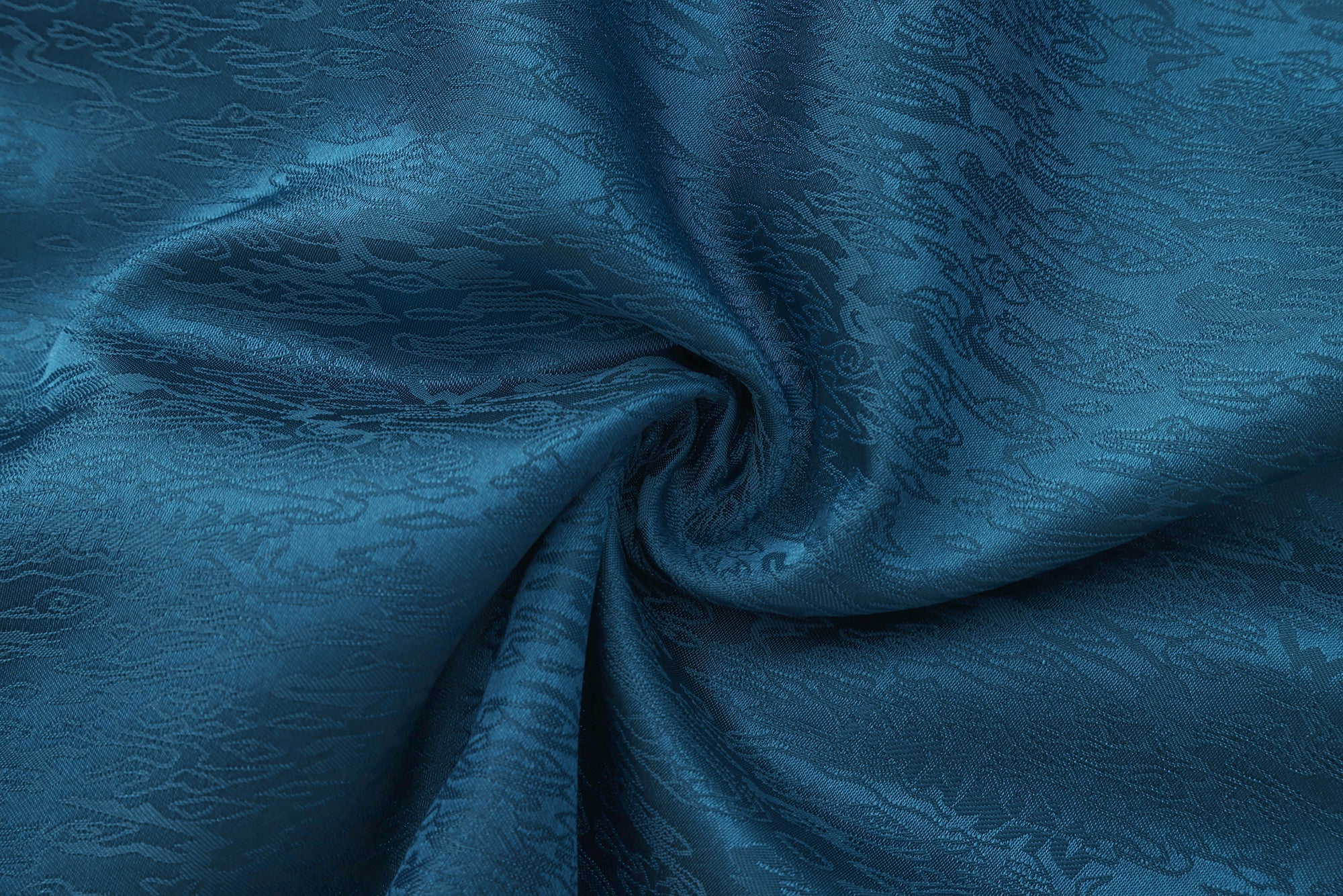 Dori Brocade Straight Collar Shirt Forest Blue