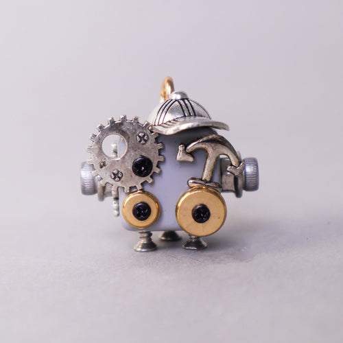 Handcrafted Wooden Bot Necklace, Keychain, or Mini Decor