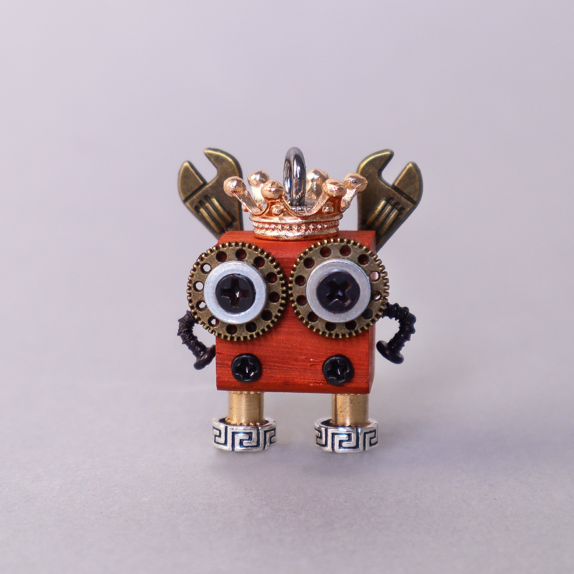 Handcrafted Wooden Bot Necklace, Keychain, or Mini Decor