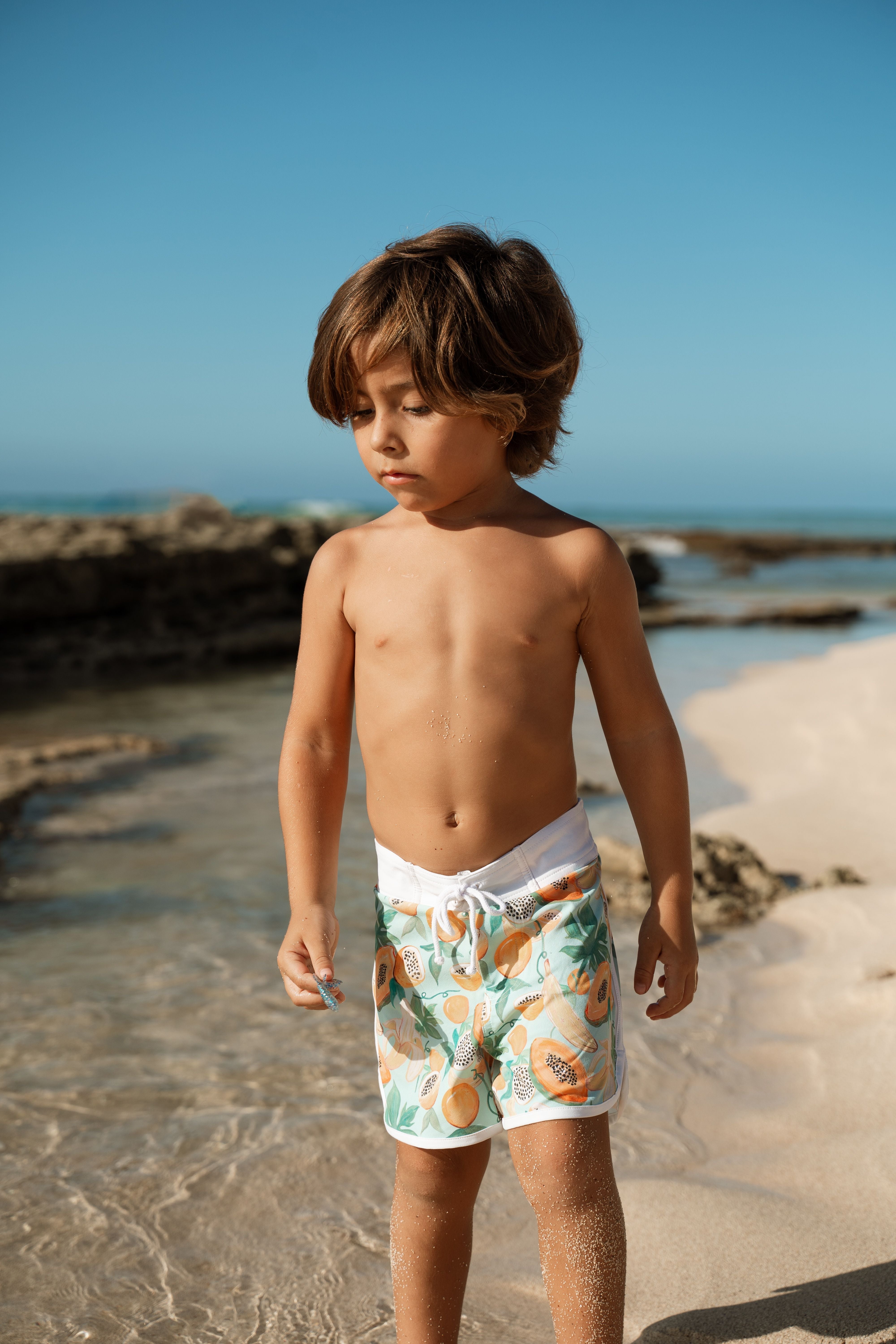 Papaya Print Kids Surf Shorts - CULTR