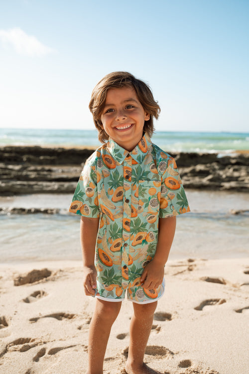 Papaya Print Kids Aloha Shirt - CULTR