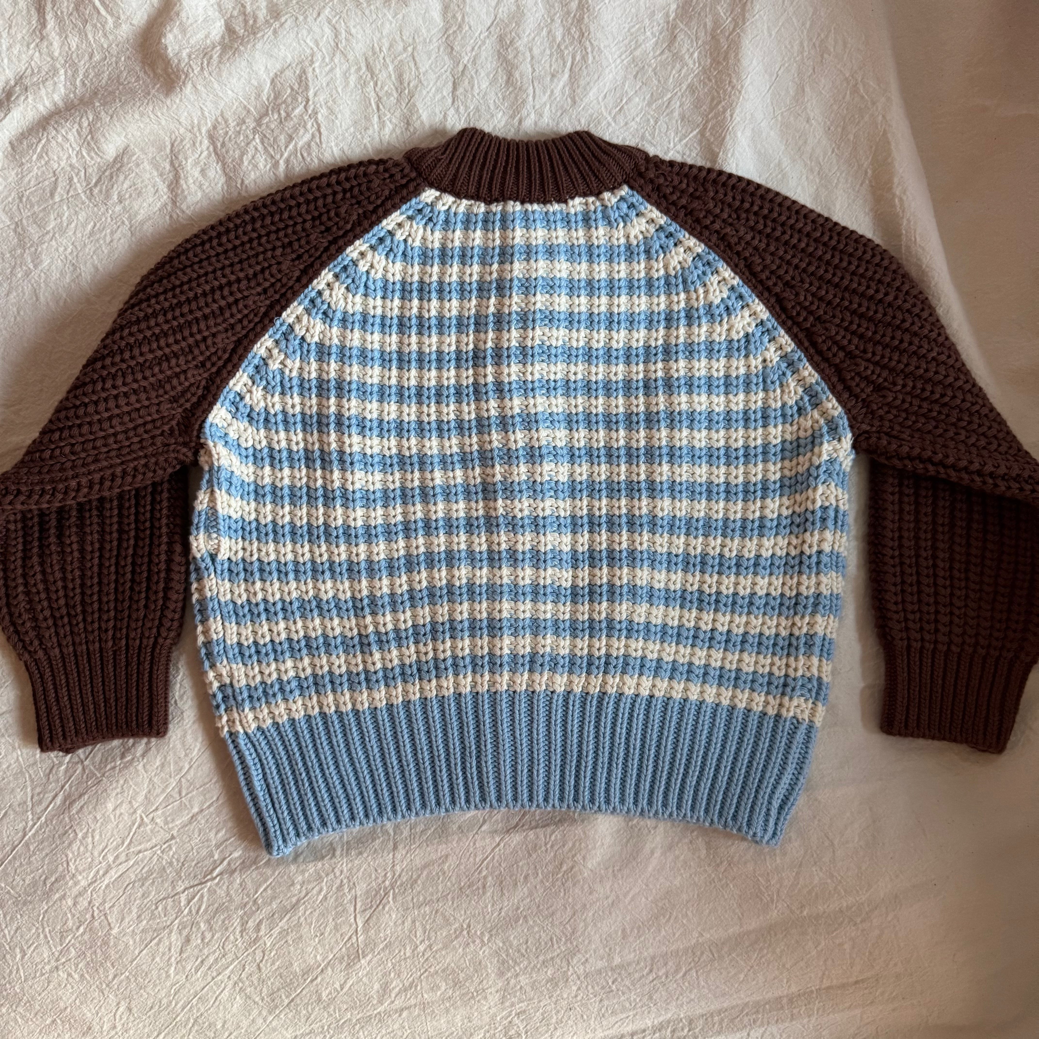 Chunky Knit Cardigan - 100% Cotton Yarn (Ice Cream Float)