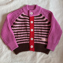 Chunky Knit Cardigan - 100% Cotton Yarn (Berry Mocha)