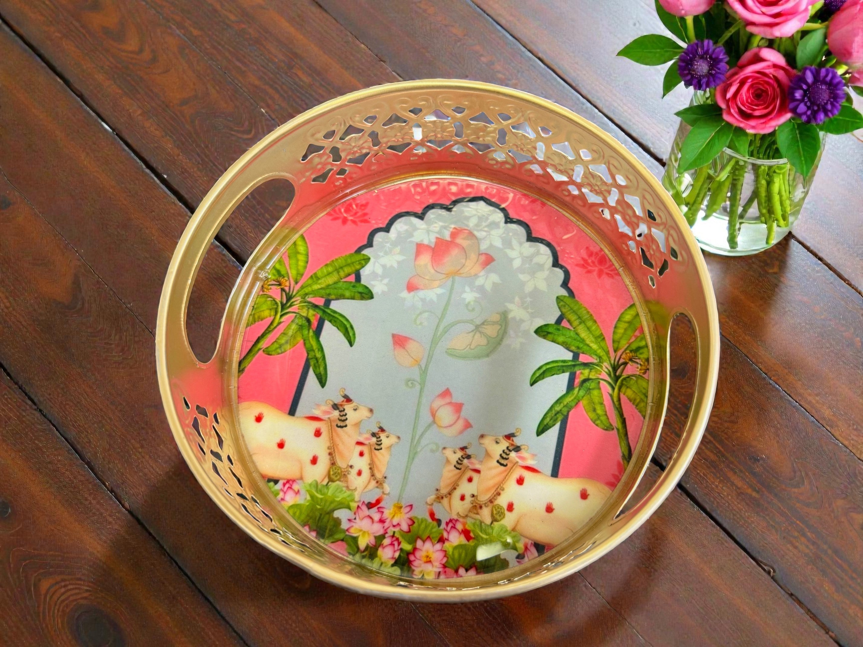 Designer Floral Print Tray Set