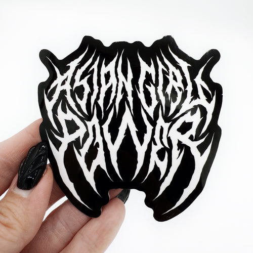 Asian Girl Power Metal Sticker