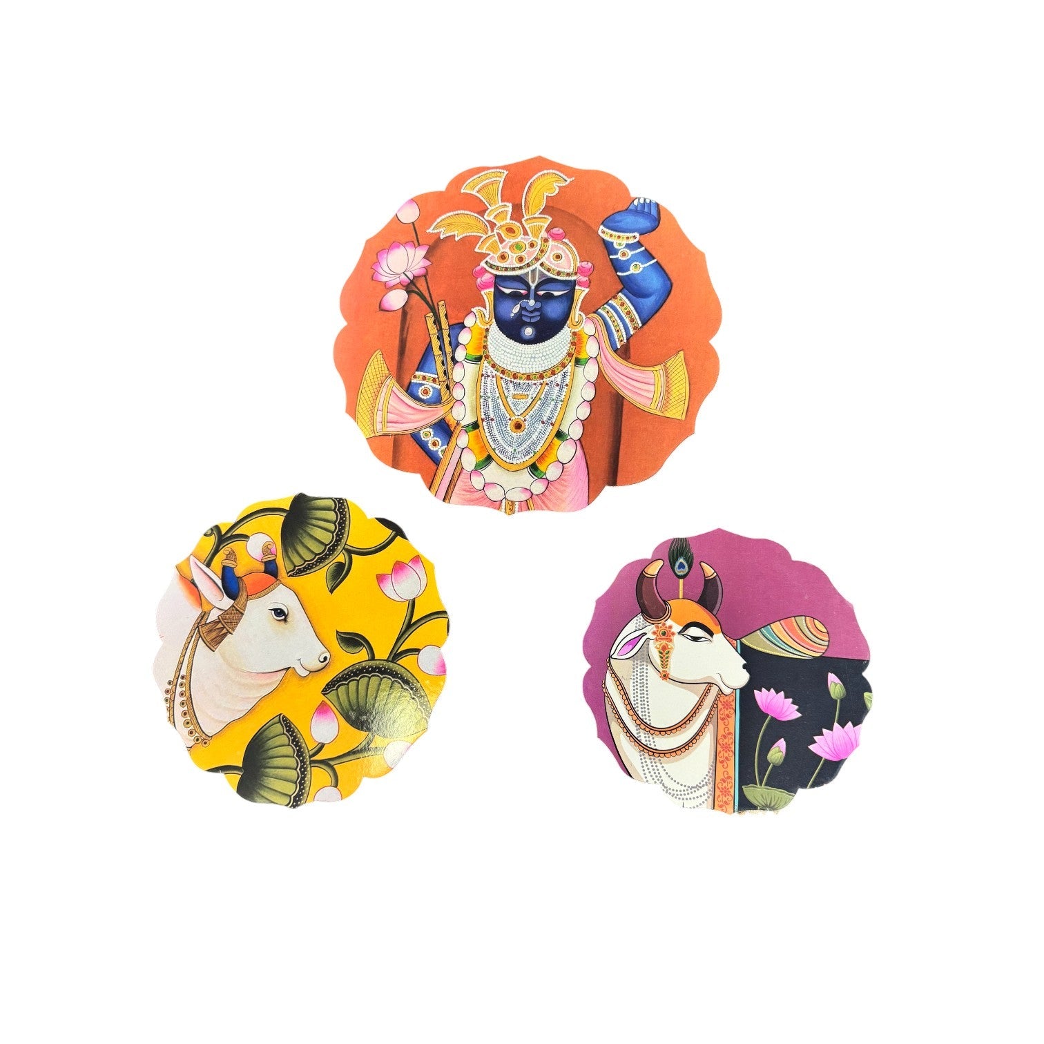 Set of 3 - Round Shape MDF Wall Hanging Decor
