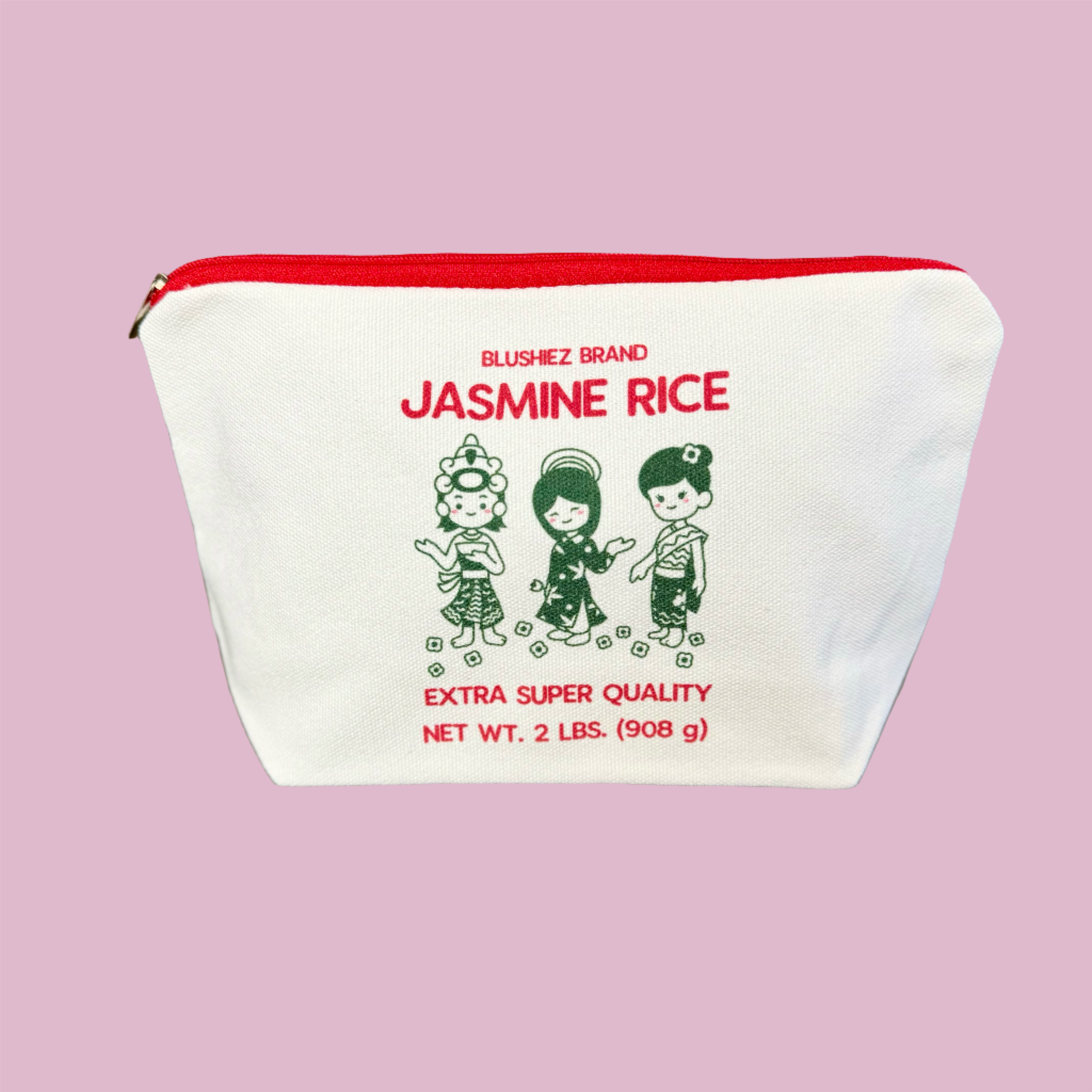 Jasmine Rice Zippered Canvas Pouch