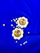 Set of 2 Marble Diyas with Brass Inserts