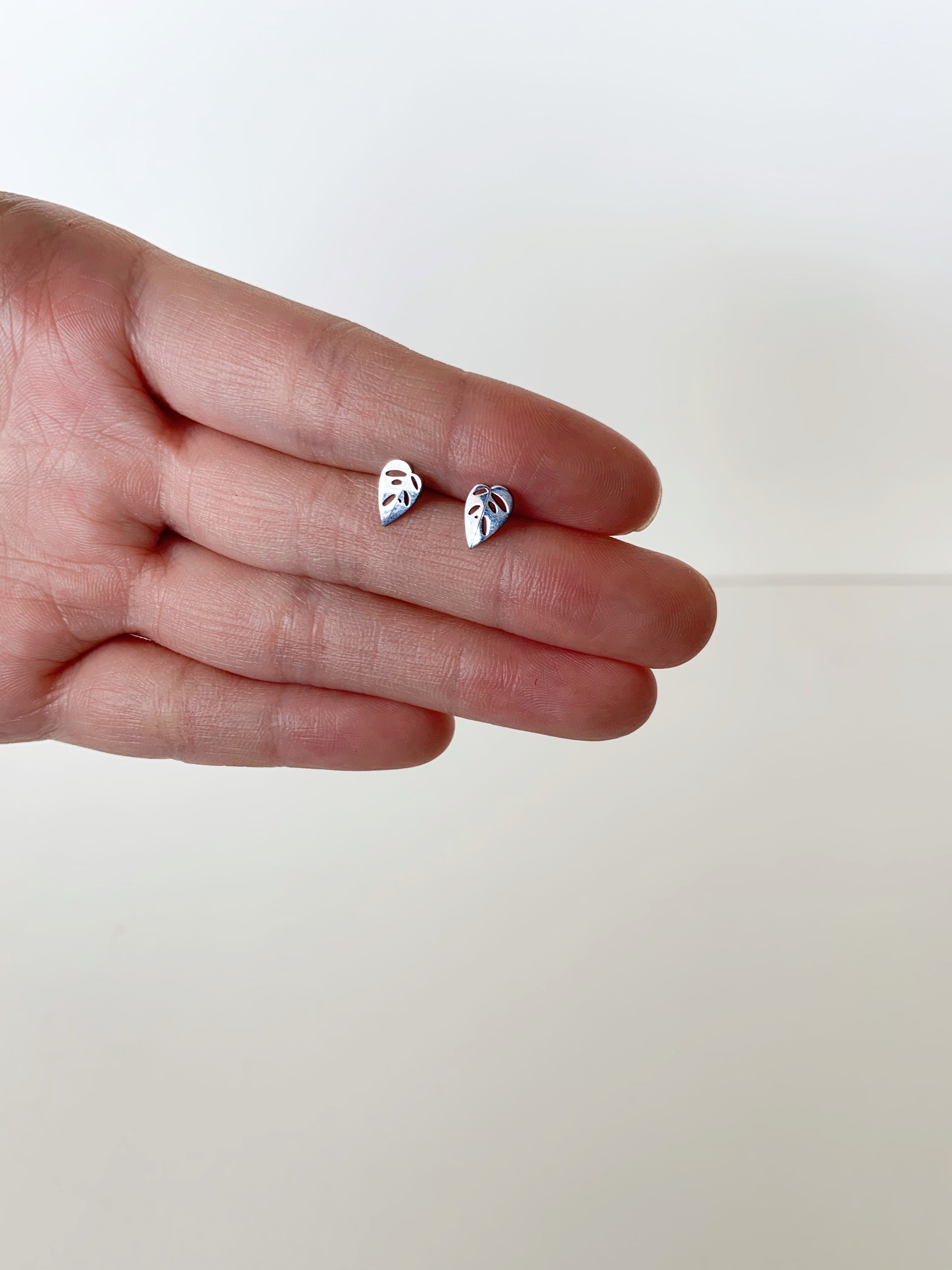 Monstera Adansonii Metal Stud Earrings