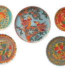 Set of 5 - Round Metal & Meena Wall Plates