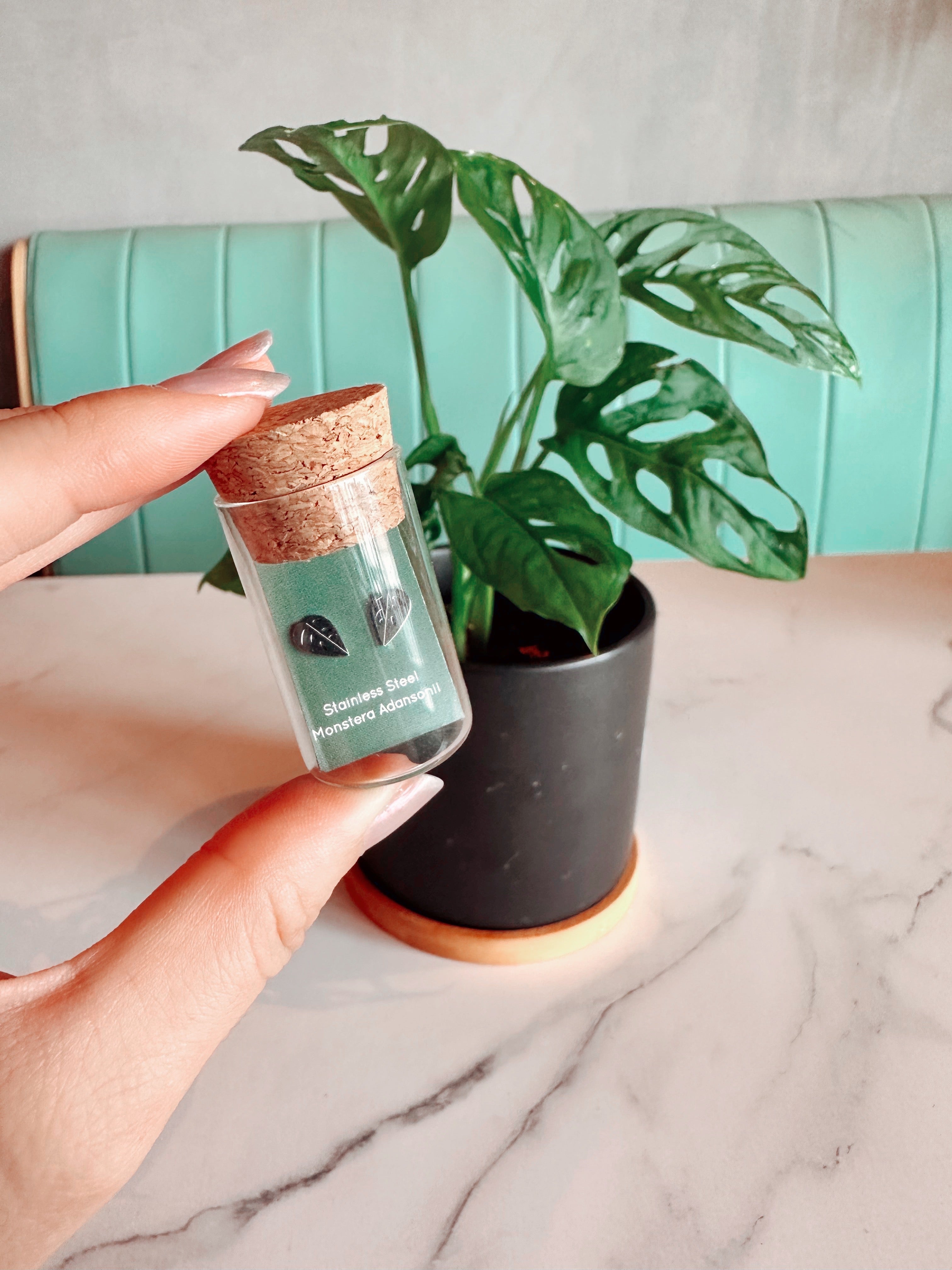 Monstera Adansonii Metal Stud Earrings