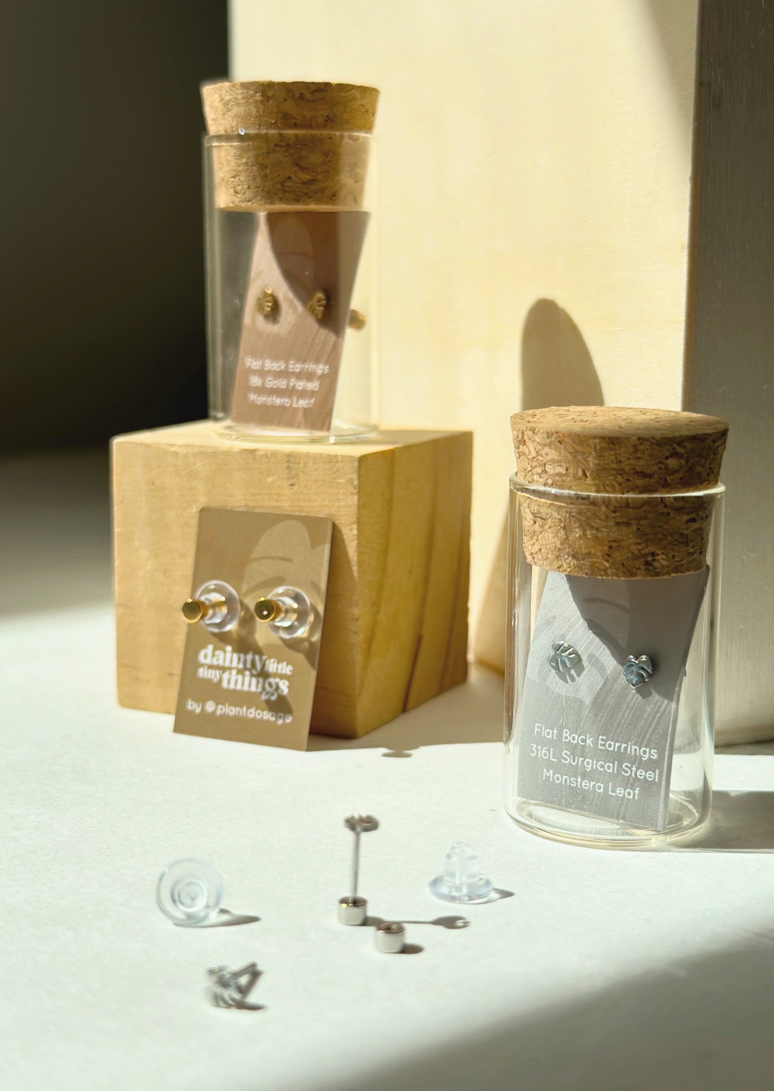 Flat Back- Teeniest Tiniest Monstera Deliciosa Earring Studs