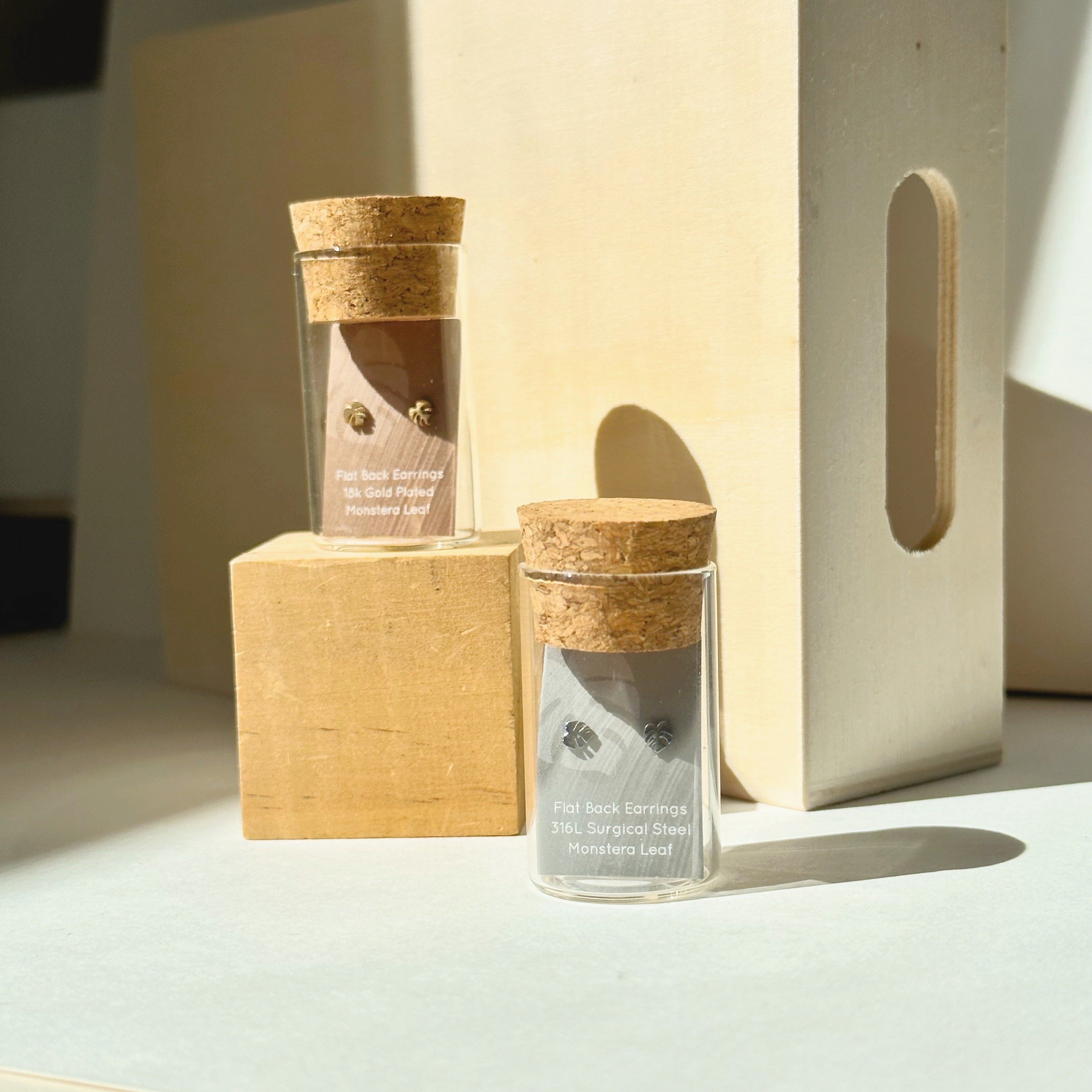 Flat Back- Teeniest Tiniest Monstera Deliciosa Earring Studs