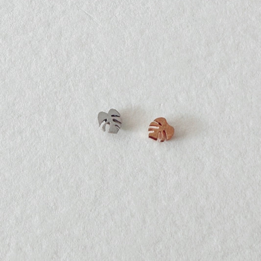 Flat Back- Teeniest Tiniest Monstera Deliciosa Earring Studs