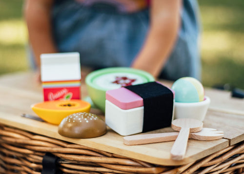 Keiki Kaukau Wooden Play Food Set, lifestyle shot - CULTR