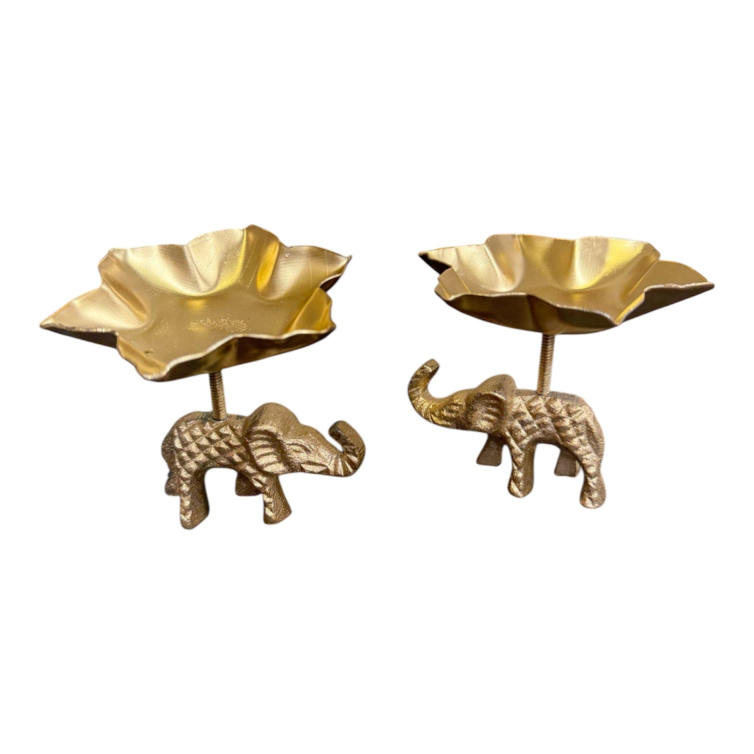Elephant & Lotus Bowl Tea-light Holder Set of 2