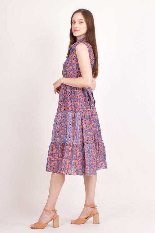 Irina Embroidered Tiered Midi Dress