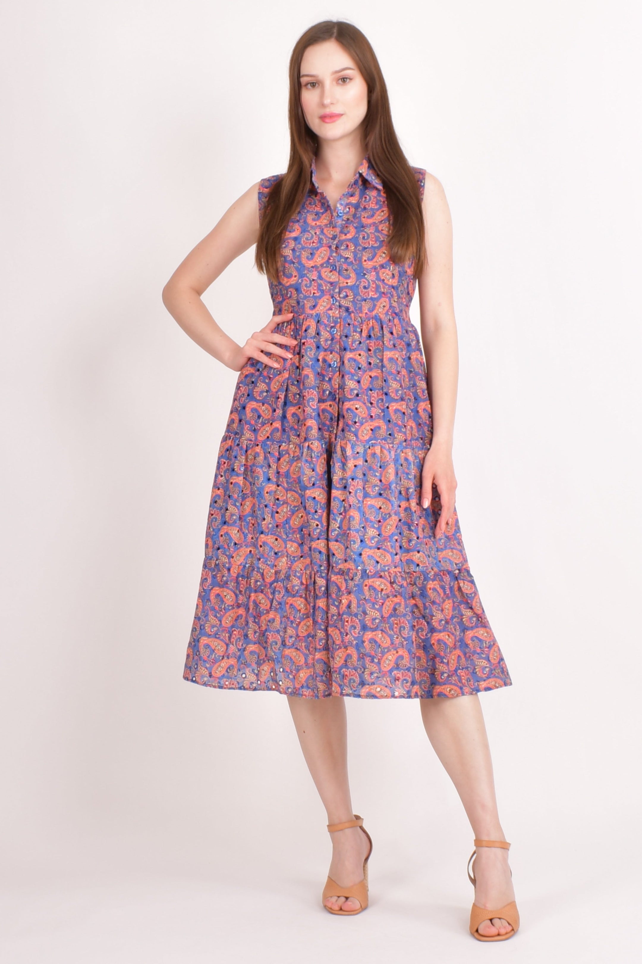Irina Embroidered Tiered Midi Dress
