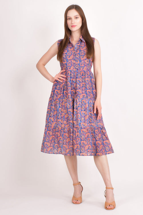 Irina Embroidered Tiered Midi Dress