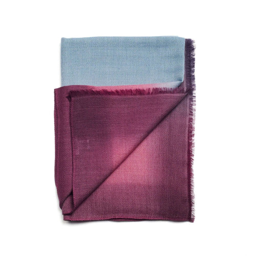 Iris Courtyard Green Purple Hand Woven Cashmere Merino Scarf