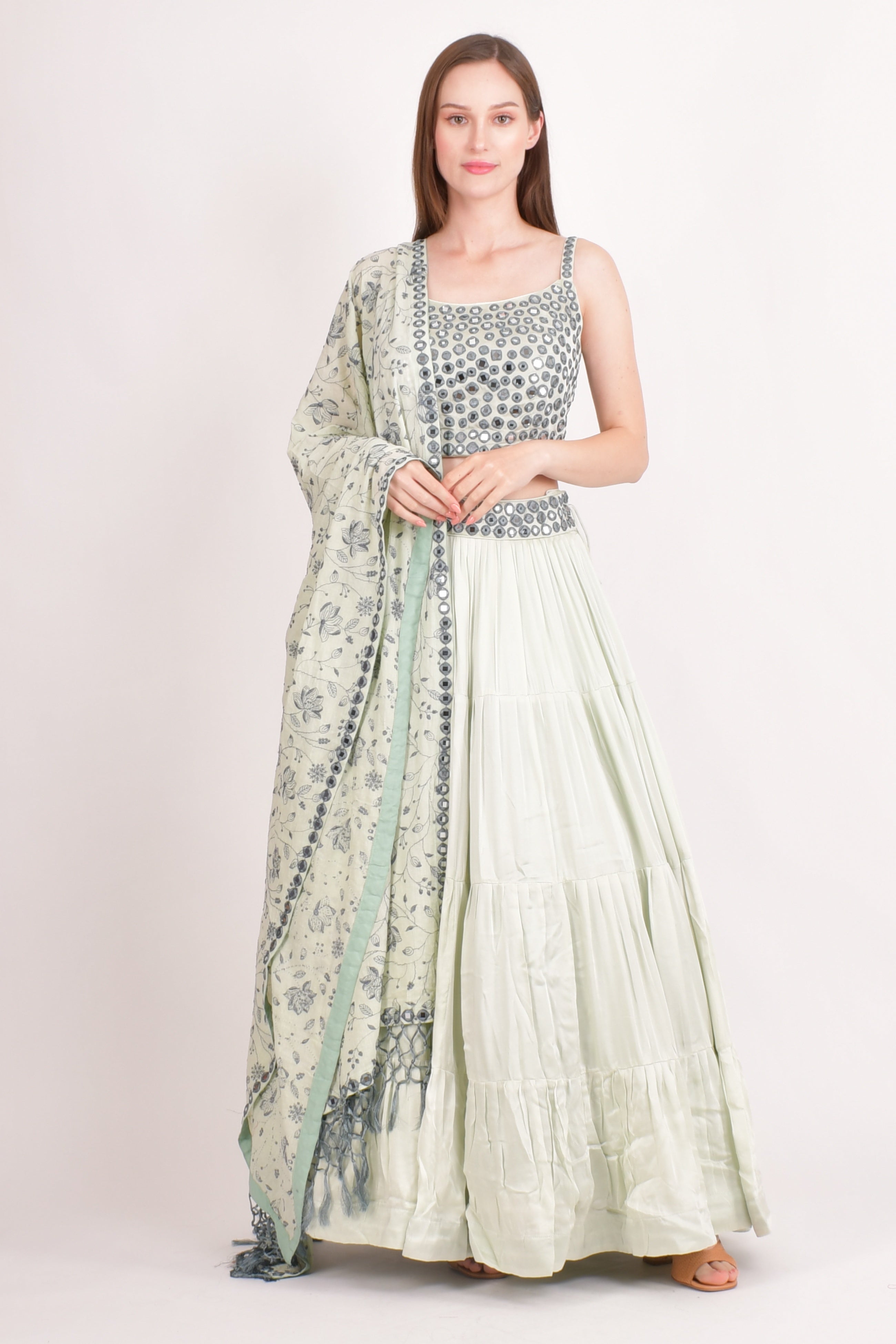 Jelena Silk Embroidered Tiered Lehenga Choli