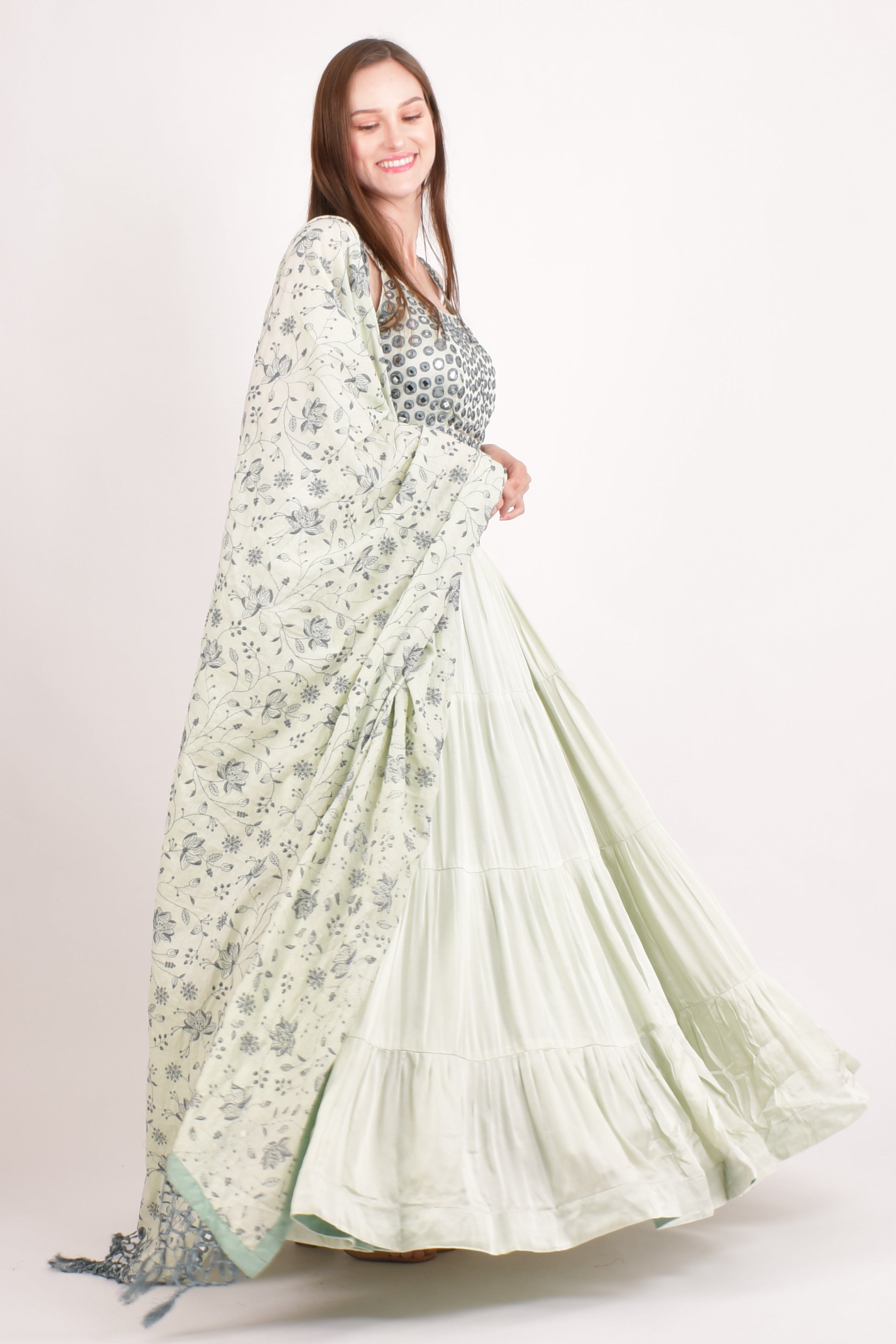 Jelena Silk Embroidered Tiered Lehenga Choli