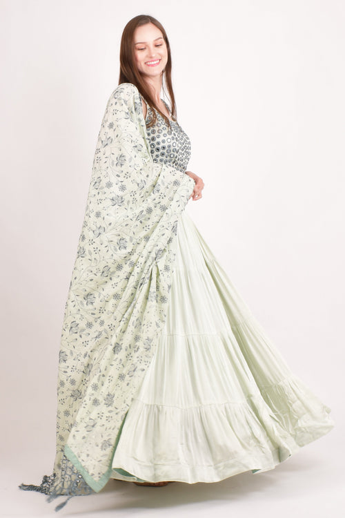 Jelena Silk Embroidered Tiered Lehenga Choli