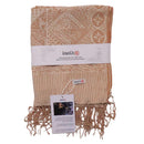 Handmade Batik Scarf - soft Cotton - Apricot Grid, Peach, Coral