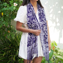 Hand Dyed Batik Scarf, 100% Cotton, Scarves, Bandana, Wrap , Blue Leaves