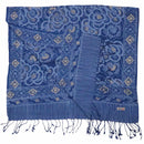 Hand Dyed Batik Scarf - Soft Cotton, Blue Roses, White, Floral, Flower