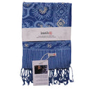 Hand Dyed Batik Scarf - Soft Cotton, Blue Roses, White, Floral, Flower