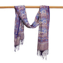 Handmade Batik Scarf - soft Cotton - Vines in Navy Blue