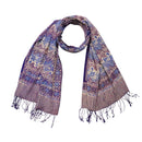 Handmade Batik Scarf - soft Cotton - Vines in Navy Blue