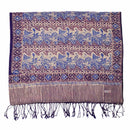 Handmade Batik Scarf - soft Cotton - Vines in Navy Blue
