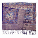 Handmade Batik Scarf - soft Cotton - Vines in Navy Blue