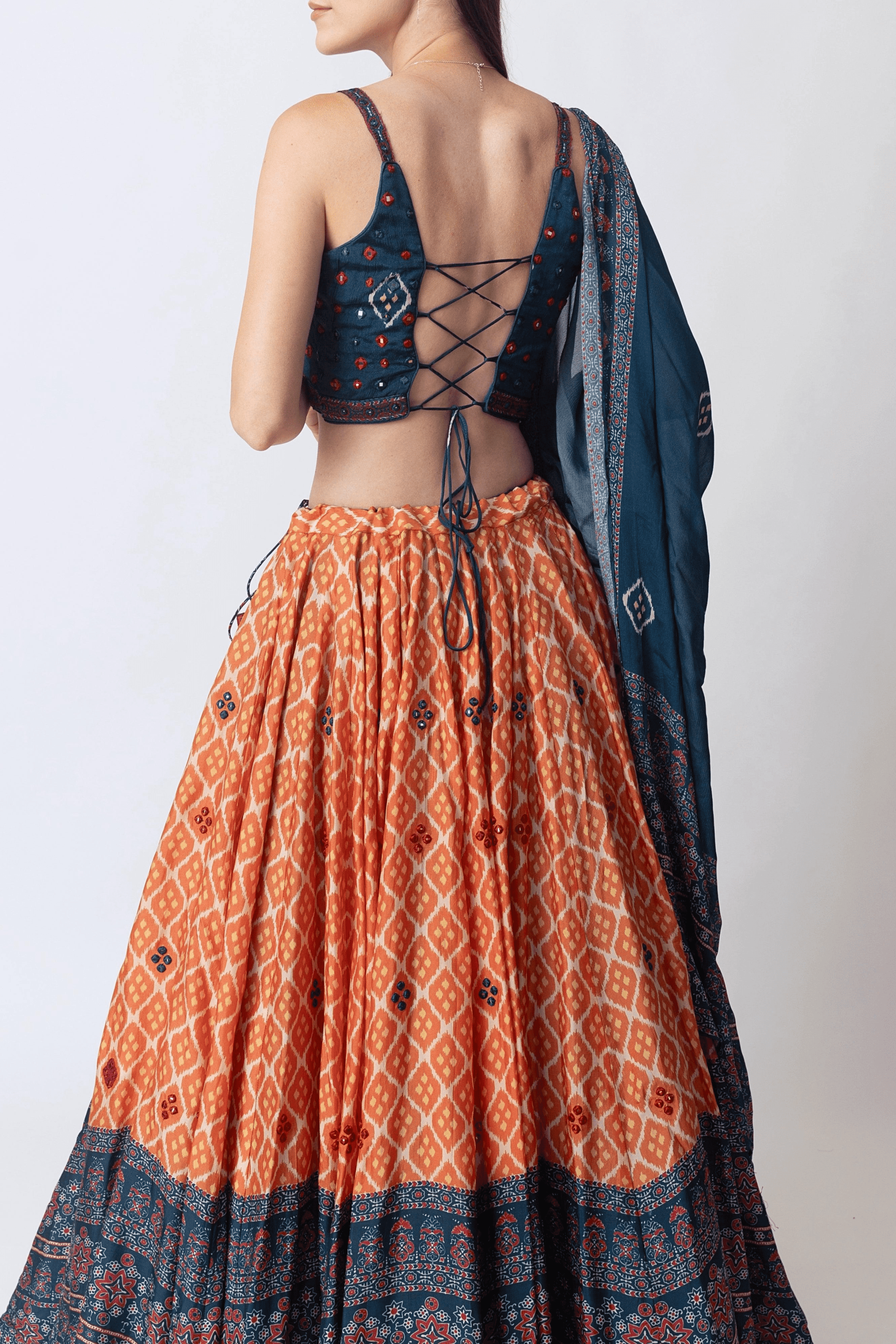 Lehenga with Mirror Embroidery