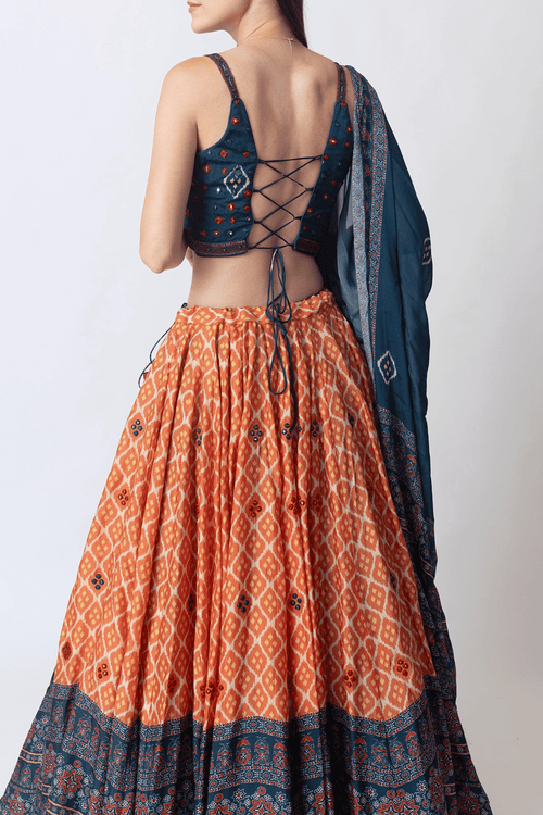Lehenga with Mirror Embroidery