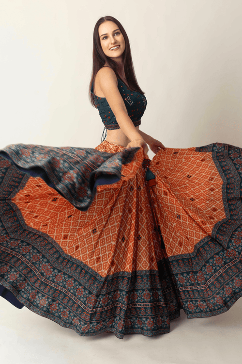 Lehenga with Mirror Embroidery