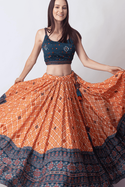 Lehenga with Mirror Embroidery