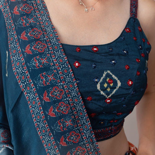 Lehenga with Mirror Embroidery