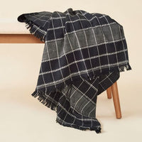 Charco Black Checks Pattern Handwoven Organic Cotton Throw
