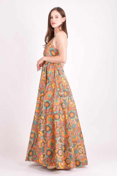 Long Dress with Sequins Work