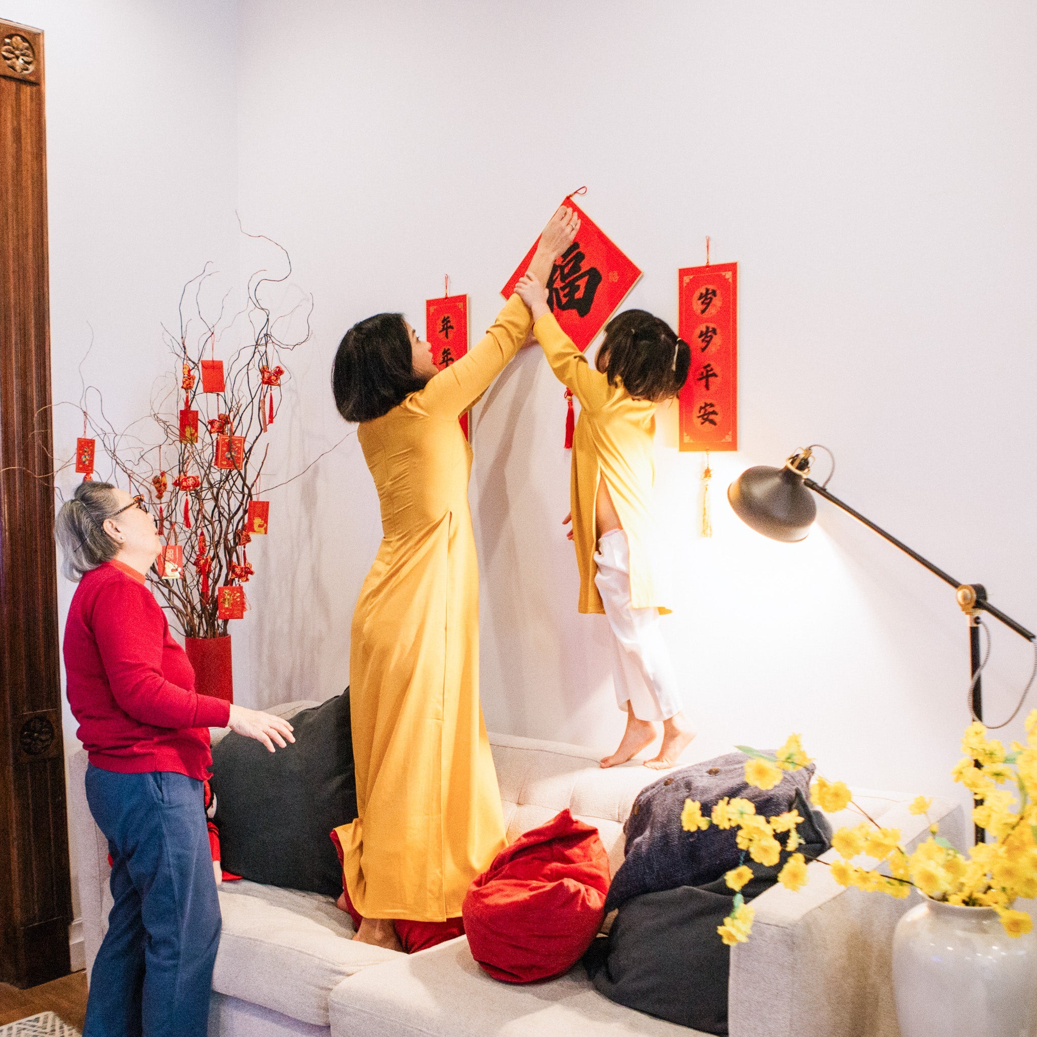 Lunar New Year wall hangings (Chinese and Vietnamese)