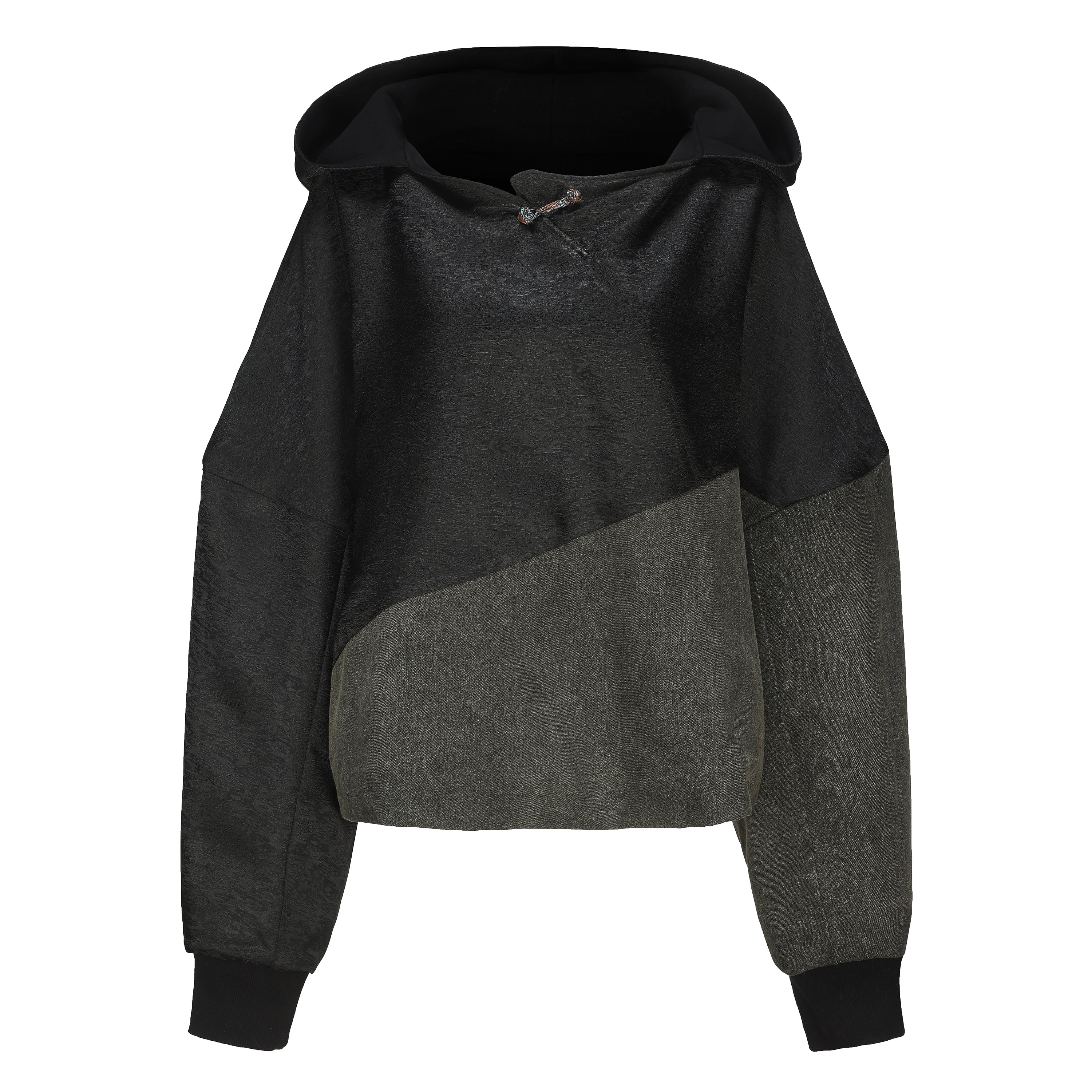 Han Patchwork Double Fleece Layer Hoodie