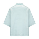 Dori Brocade Straight Collar Shirt Jade Blue