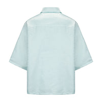 Dori Brocade Straight Collar Shirt Jade Blue